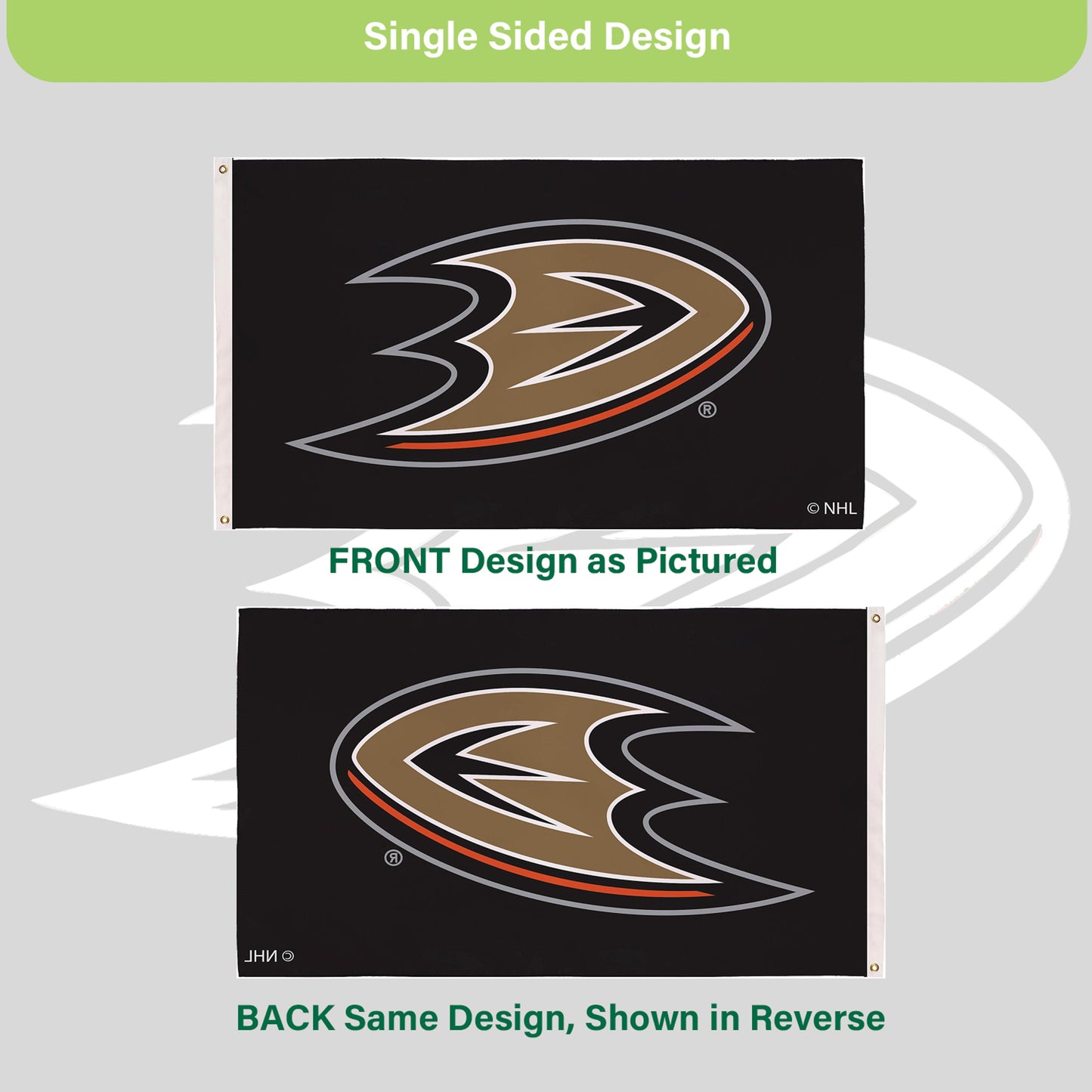3'x5' Single Sided Flag w/ 2 Grommets, Anaheim Ducks