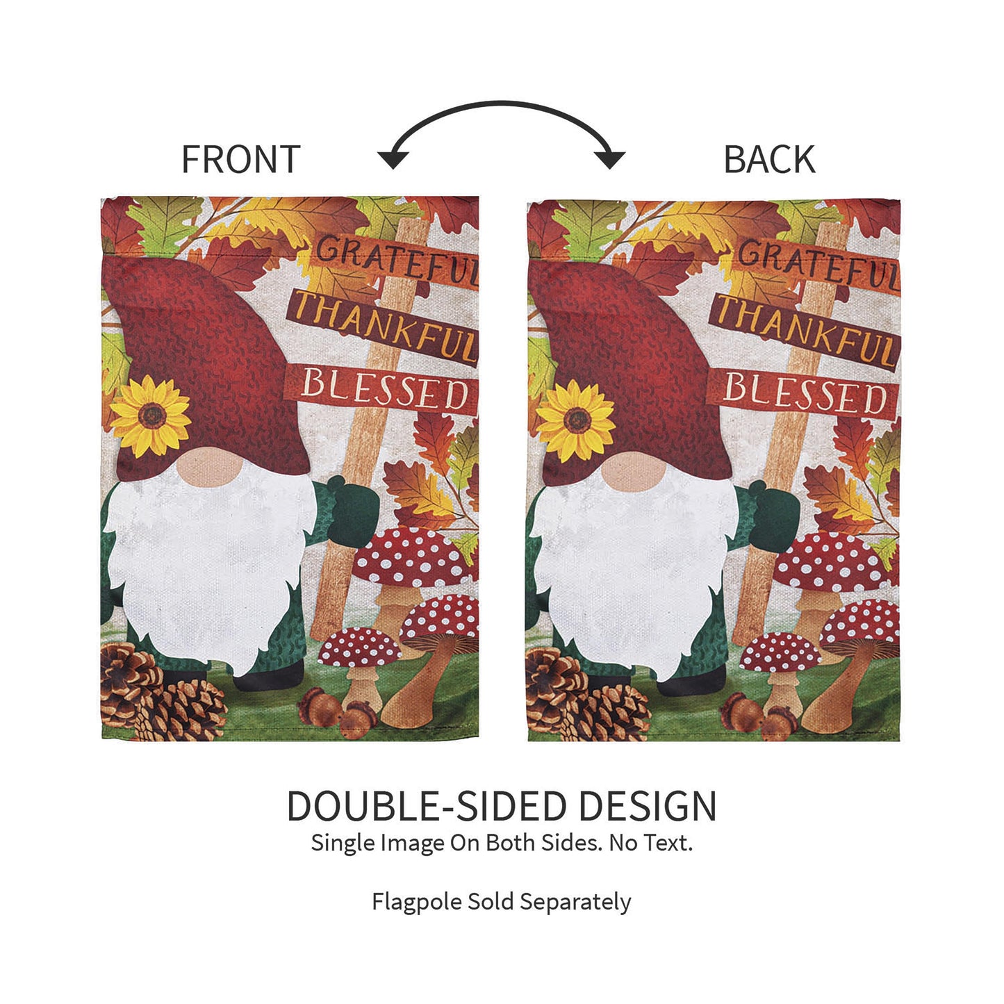 Grateful Fall Gnome Garden Suede Flag