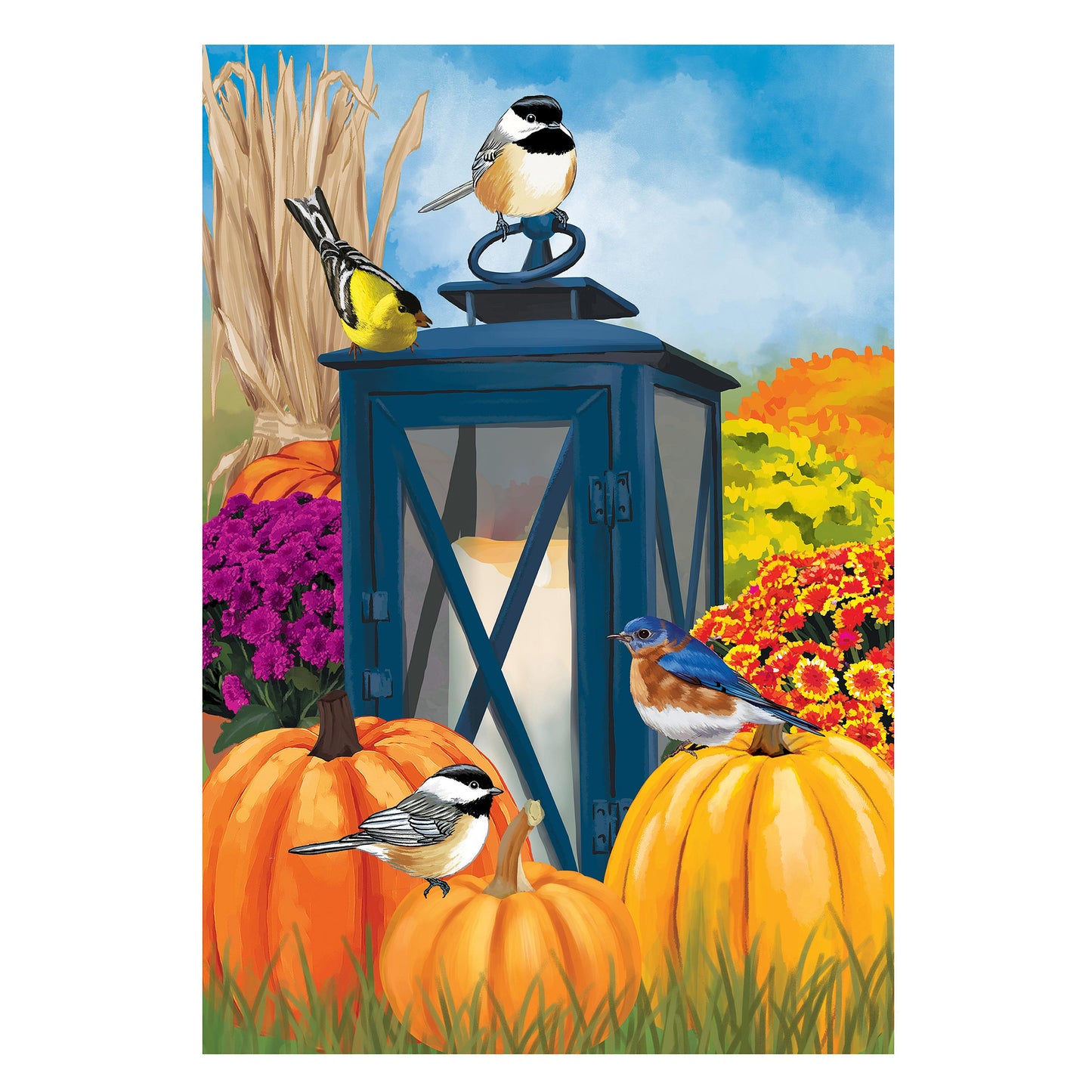 Harvest Lantern Suede Garden Flag