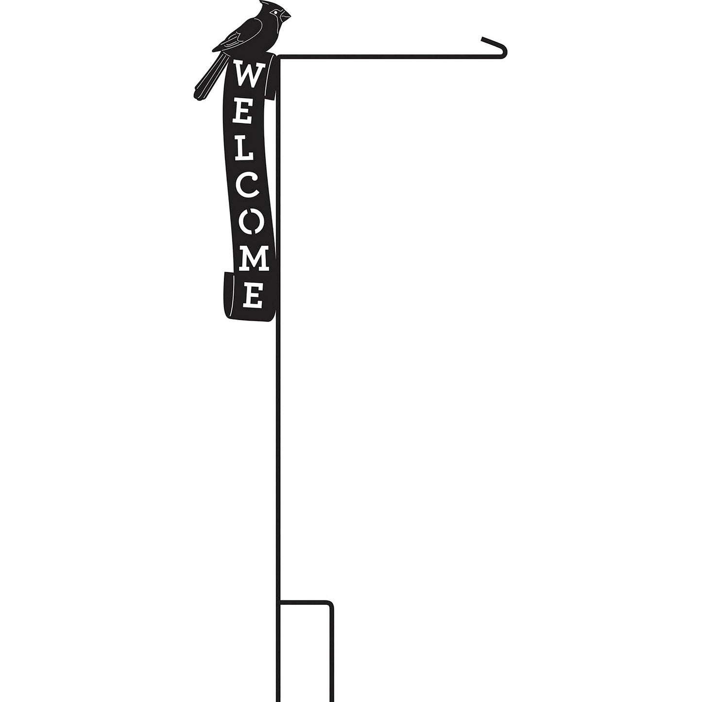 Cardinal Welcome Laser Cut Garden Flag Stand