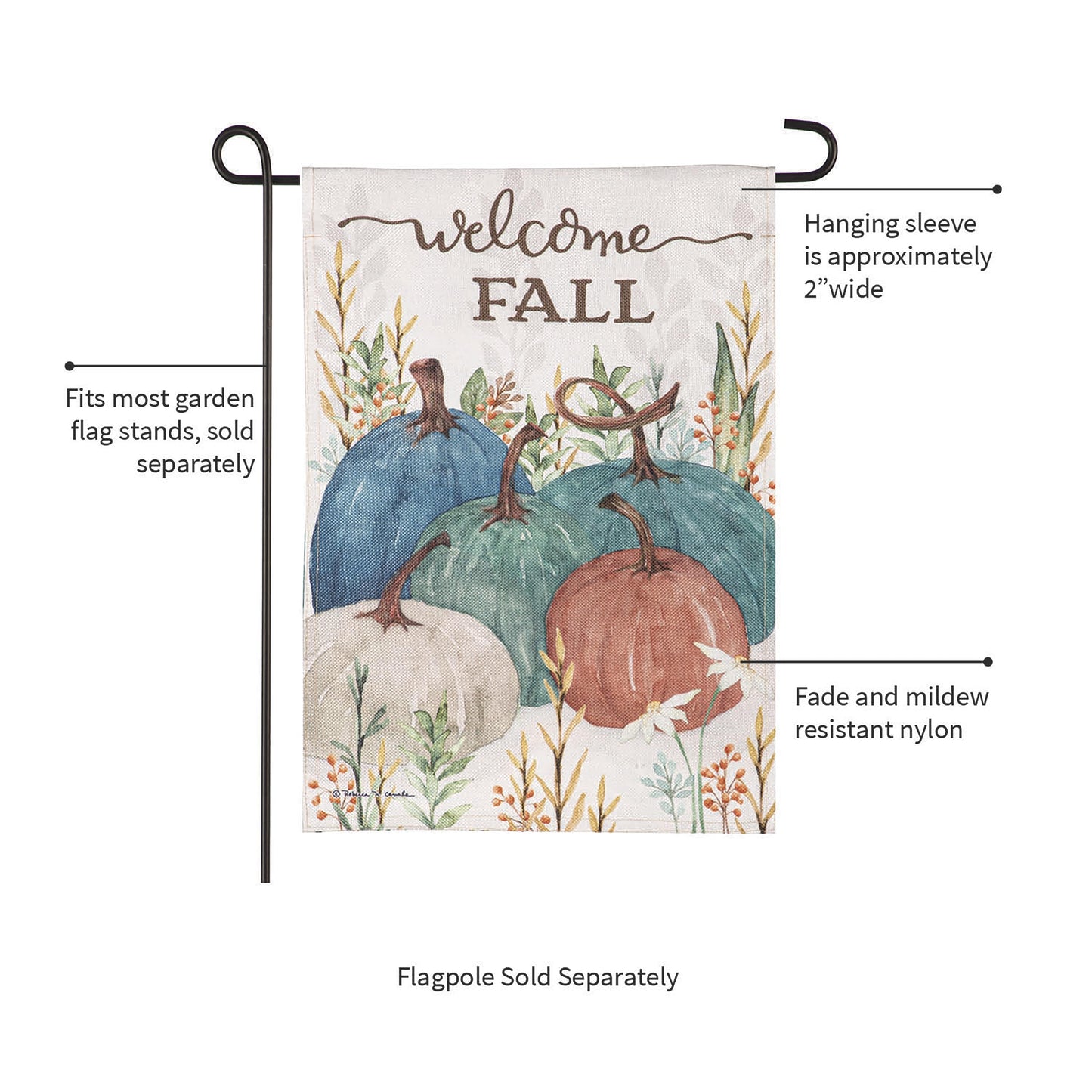 Welcome Fall Pumpkins Burlap Garden Flag