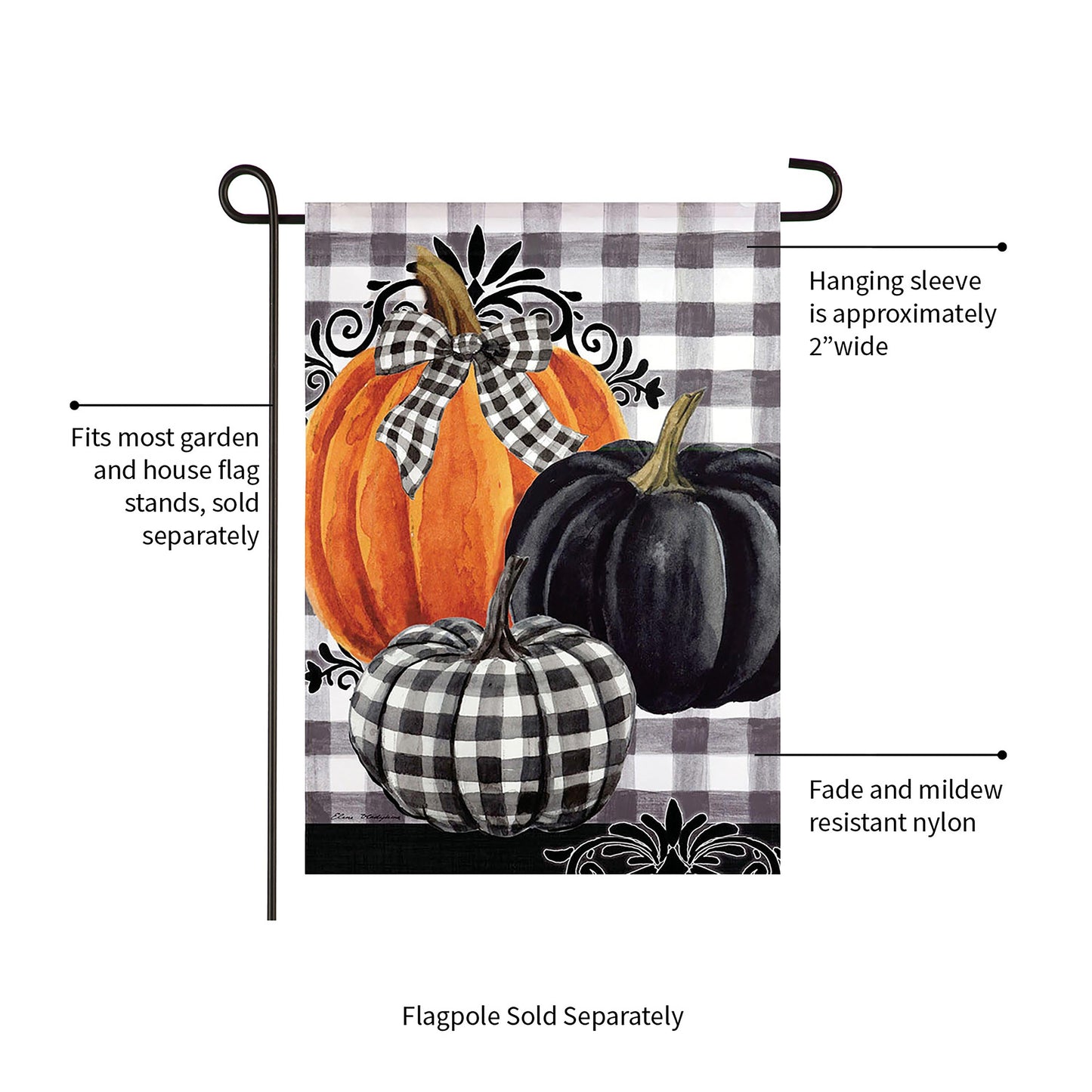 Pumpkin Check Garden Suede Flag