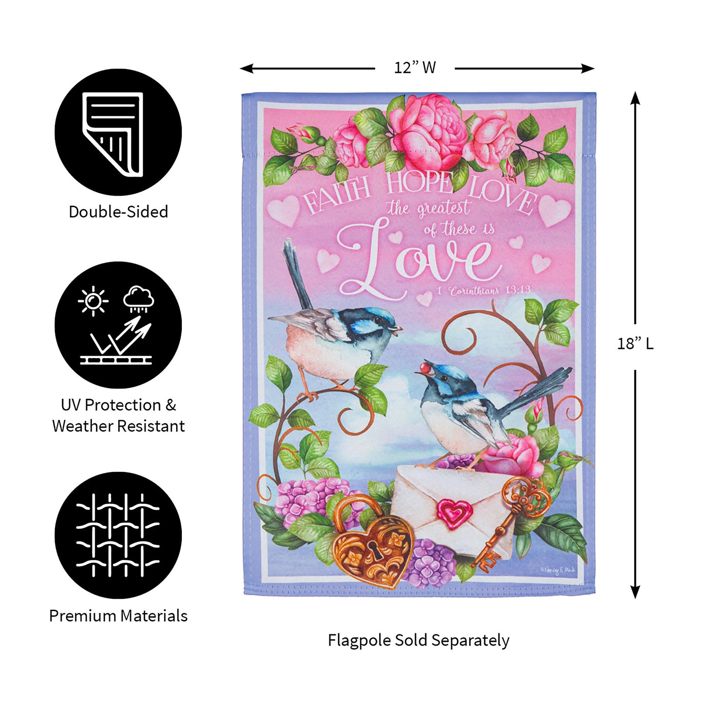 Love Inspiration Flag Suede Garden Flag