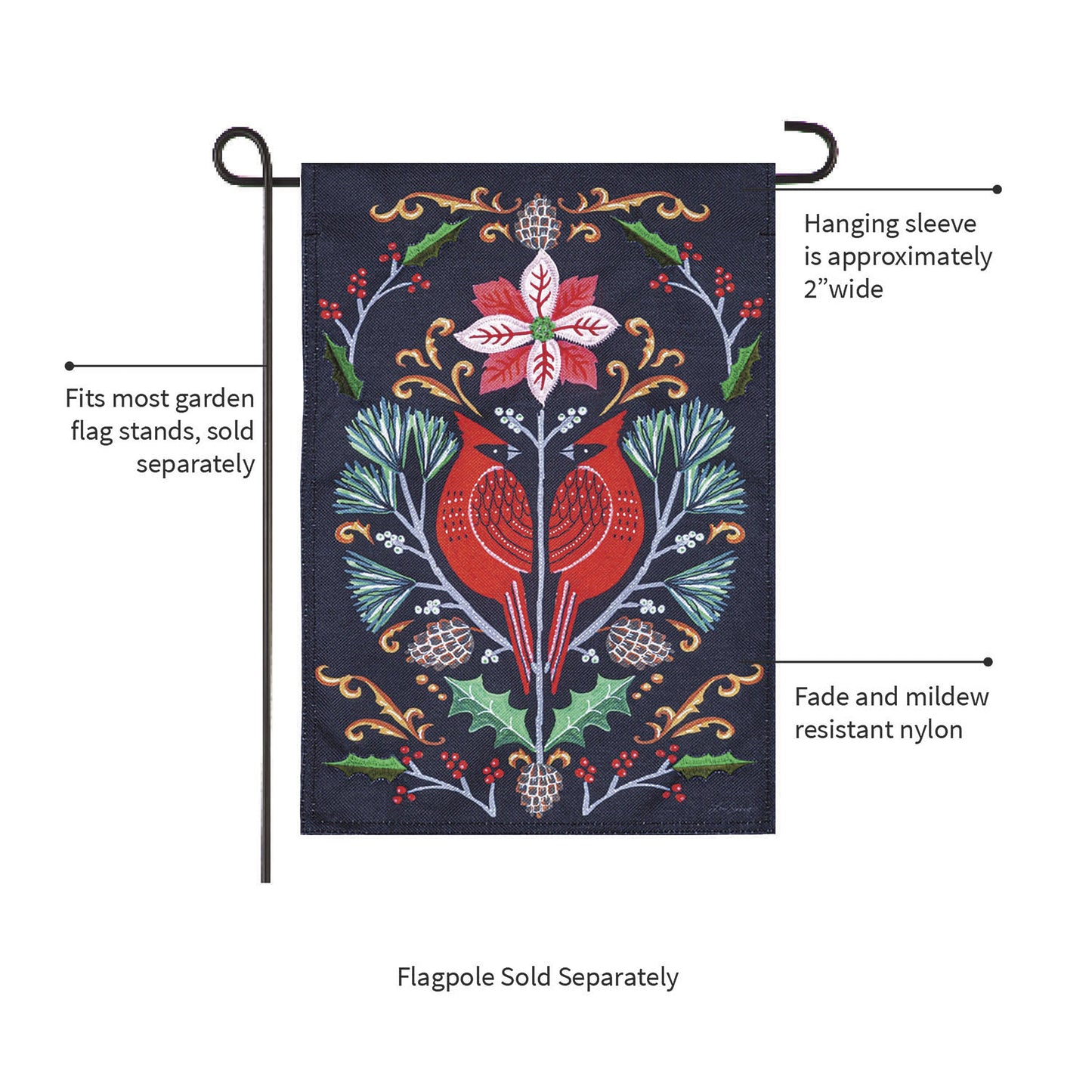 Cardinal Damask Burlap Garden Flag
