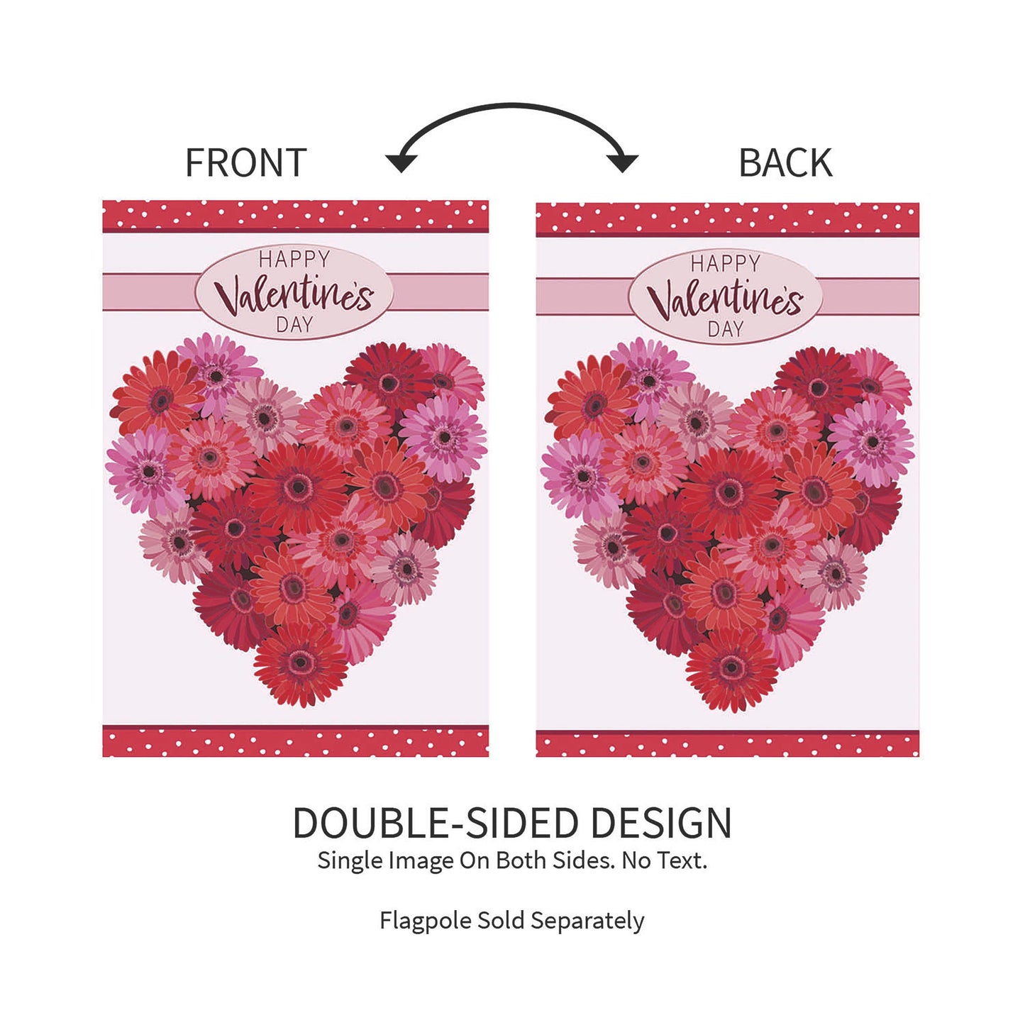 Floral Valentine's Heart Applique Garden Flag