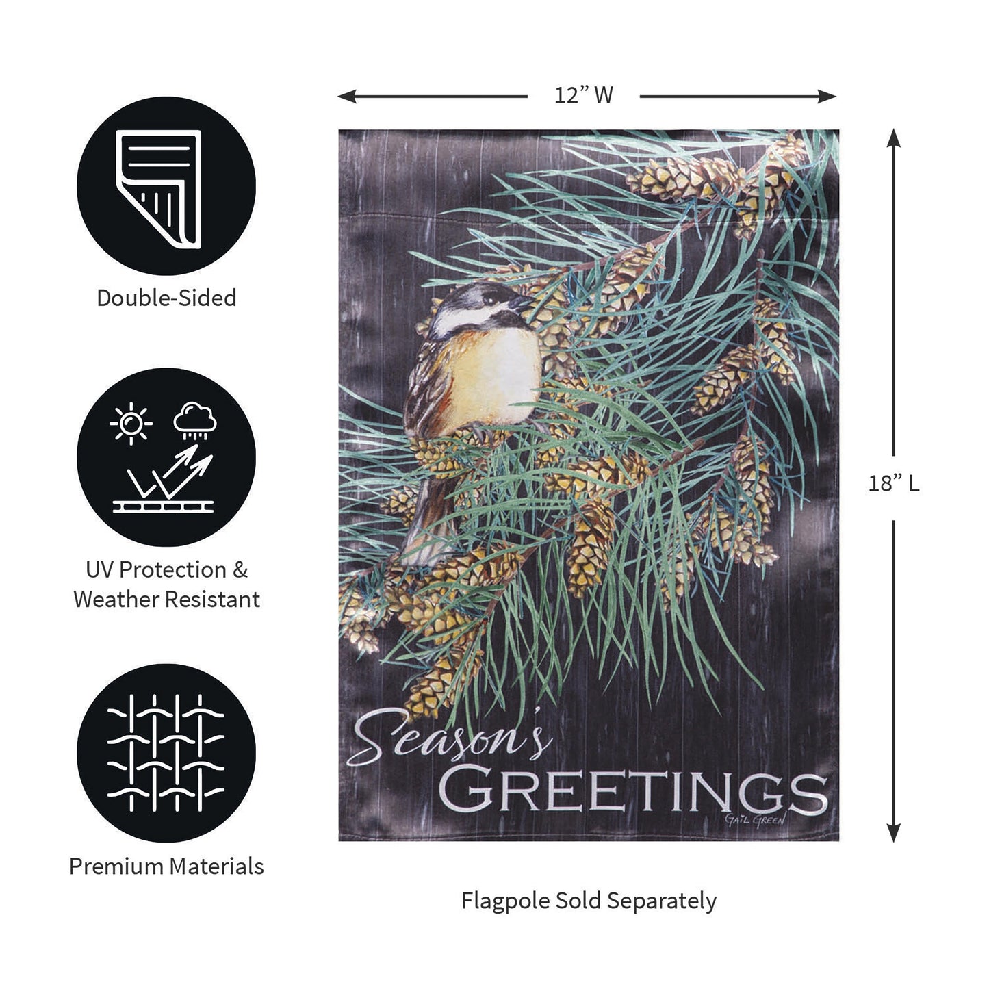 Season's Greeting Bird Lustre Garden Flag