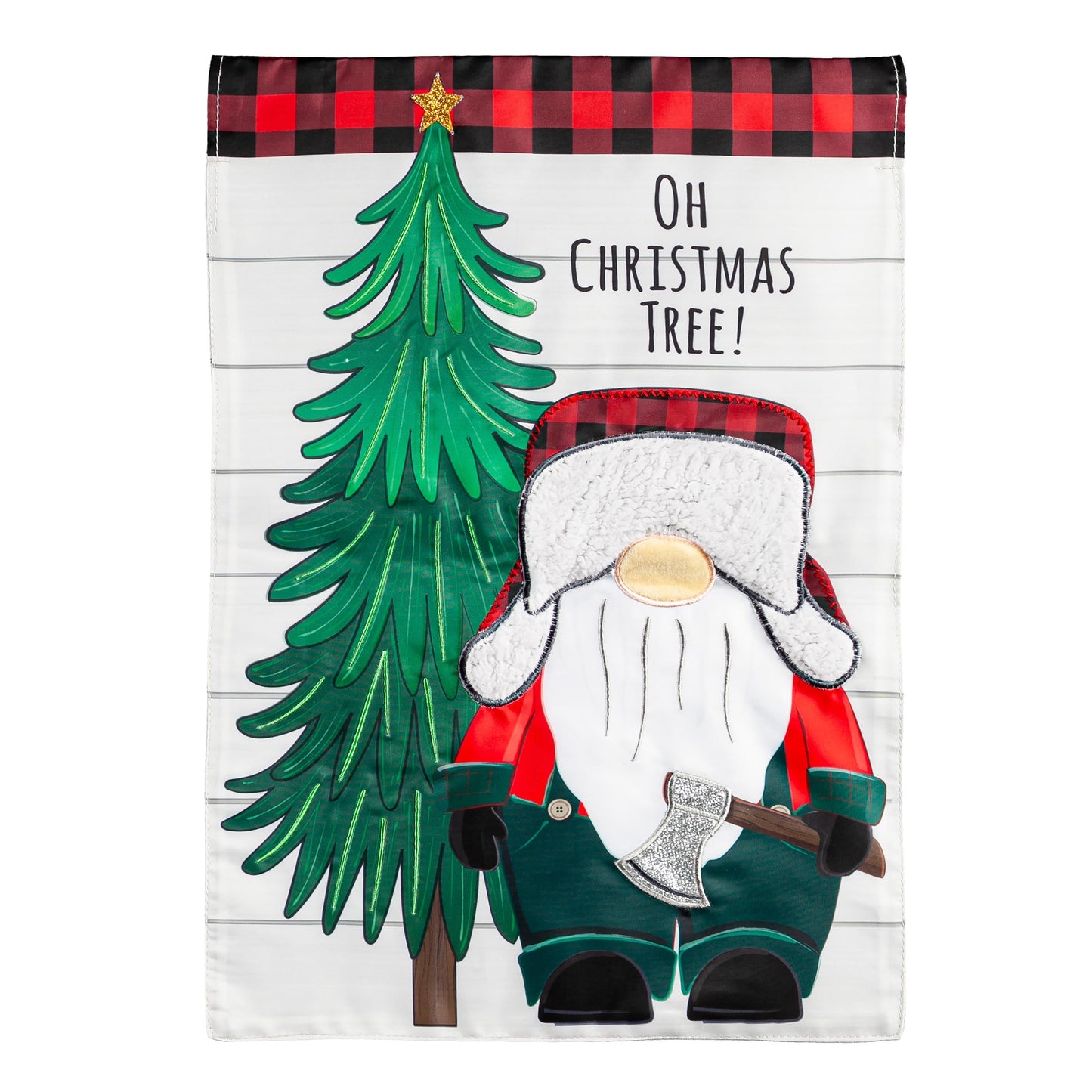 Lumberjack Gnome Applique Garden Flag