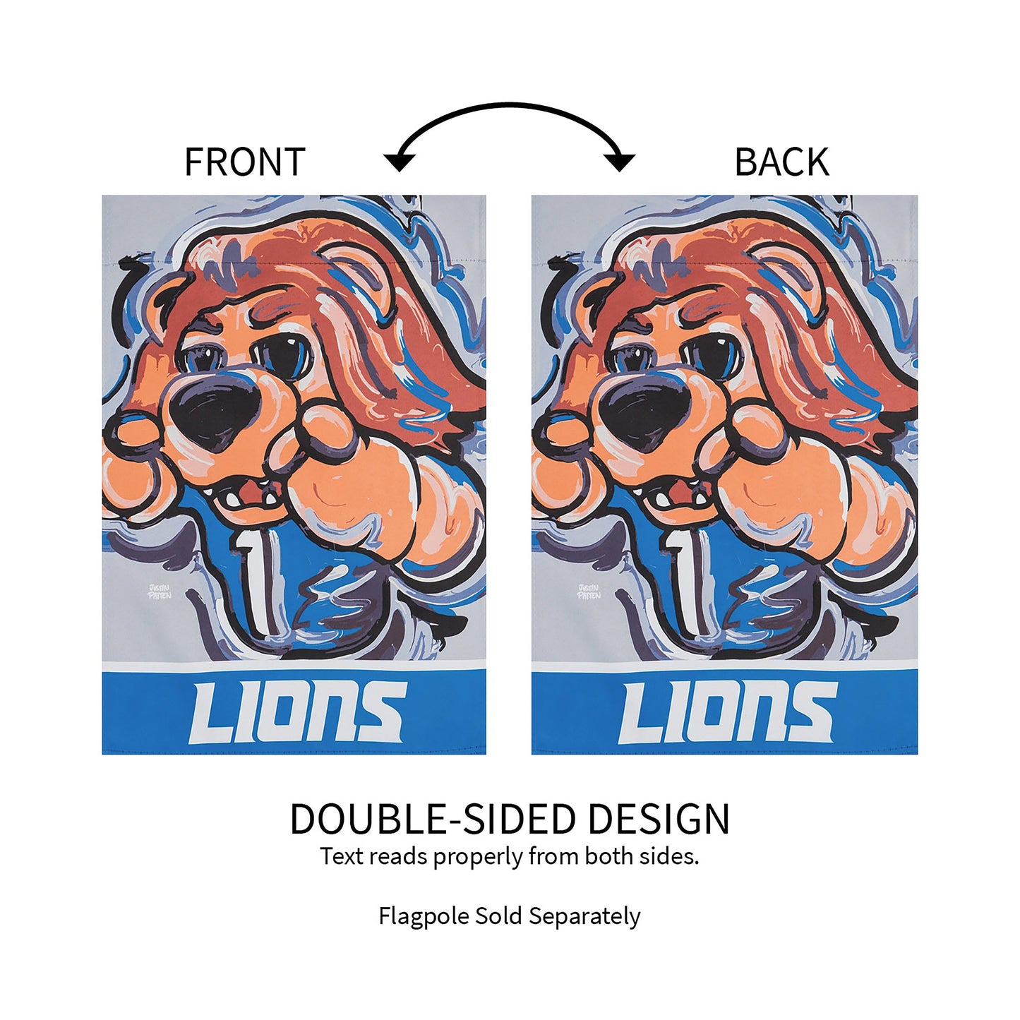 Detroit Lions Justin Patten Suede Garden Flag
