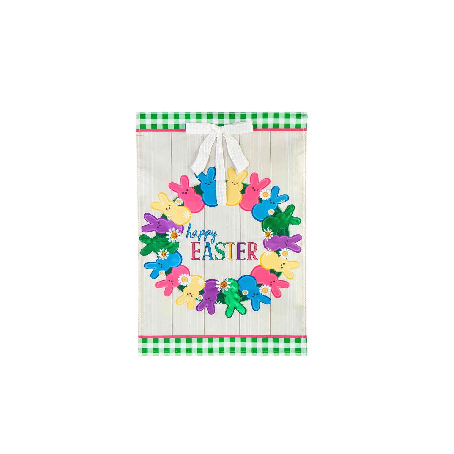 Colorful Bunny Wreath Garden Applique Flag