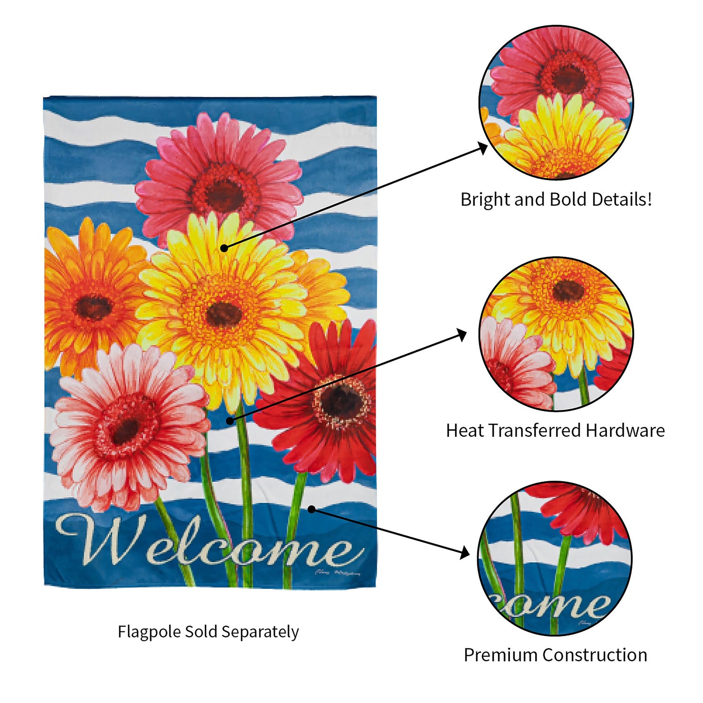 Spring Gerbera Bouquet House Suede Flag