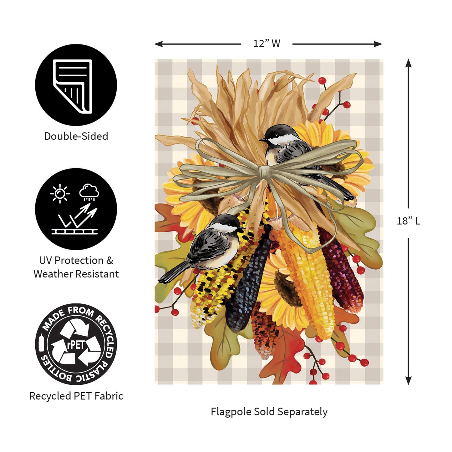 Ornamental Corn Burlap Garden Flag