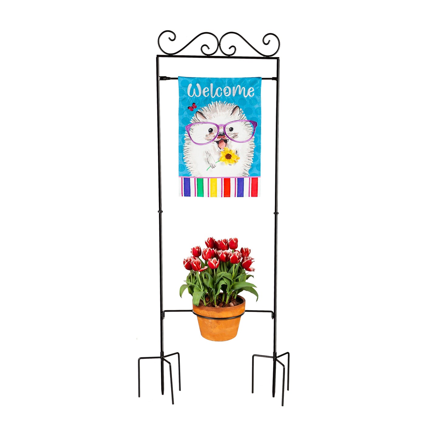 Potted Plant Garden Flag Stand