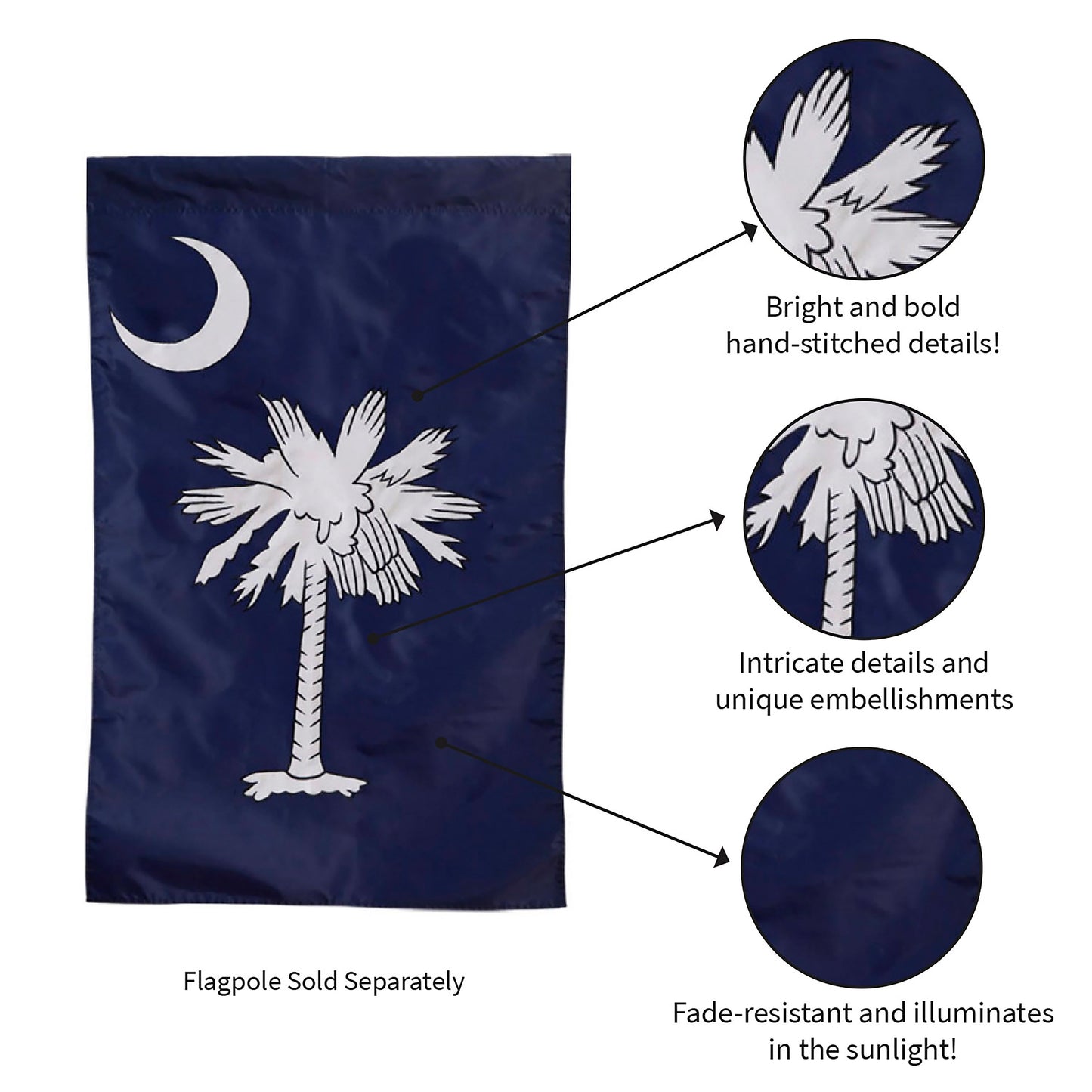 South Carolina Garden Applique Flag
