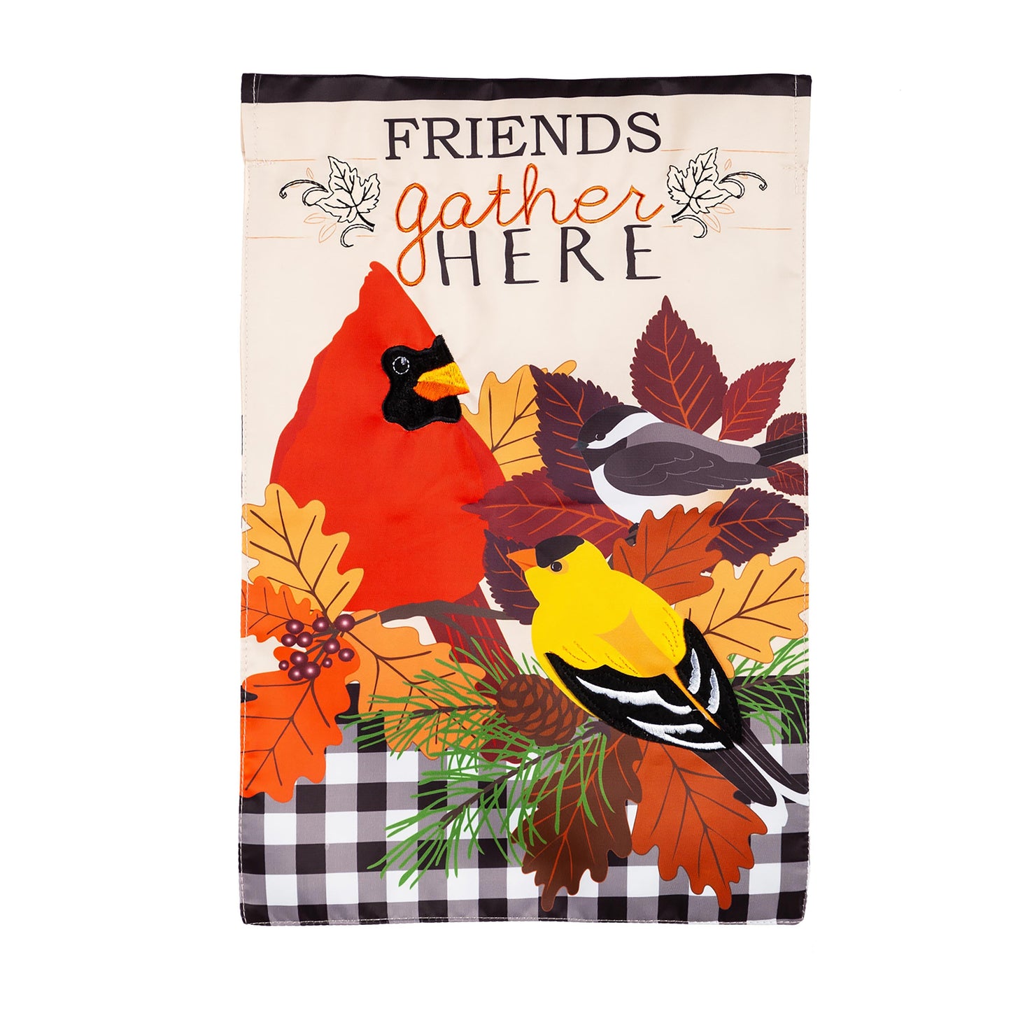 Fall Songbirds Gather Garden Applique Flag