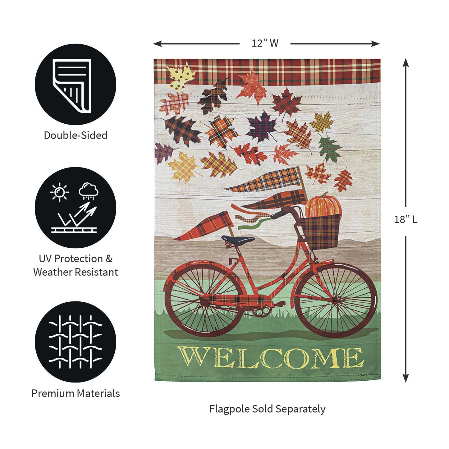 Fall Bicycle Garden Suede Flag