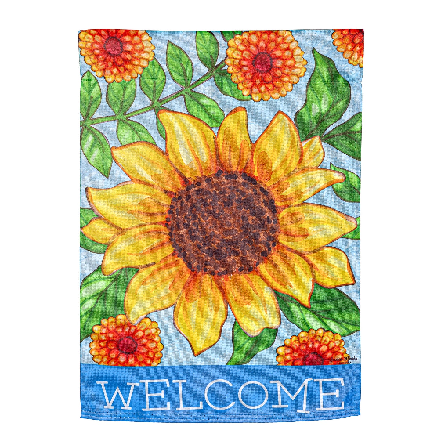 Sunflower Welcome Suede Garden Flag