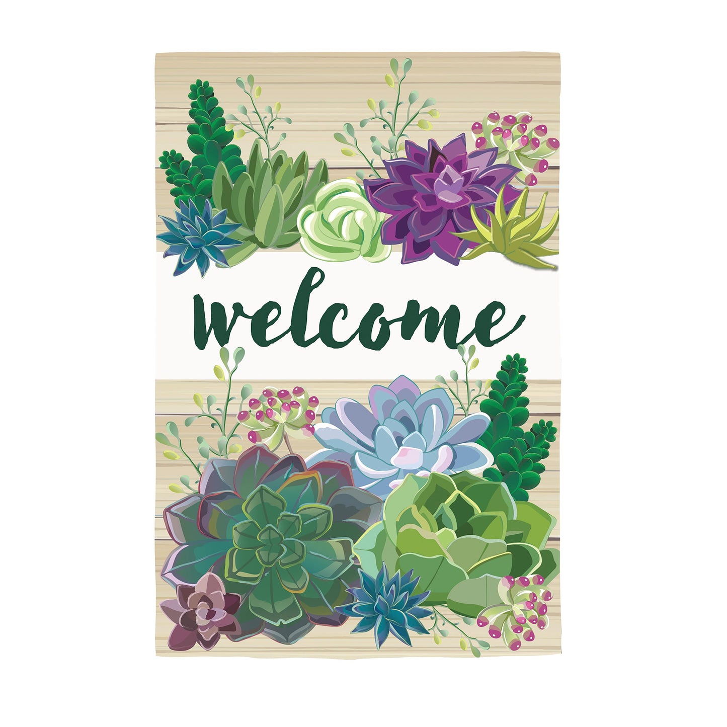 Succulent Burlap House Flag