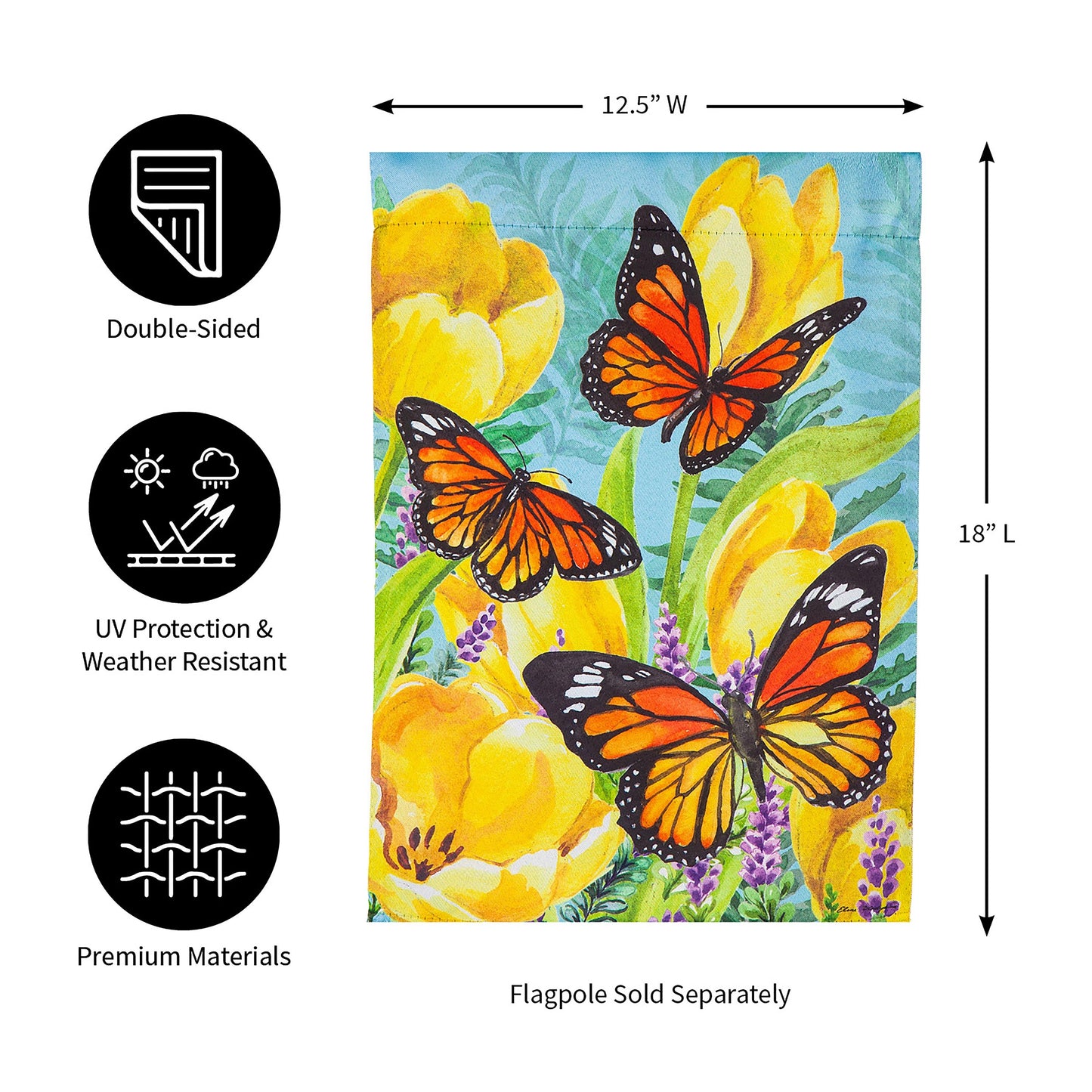 Tulip and Butterfly Garden Suede Flag