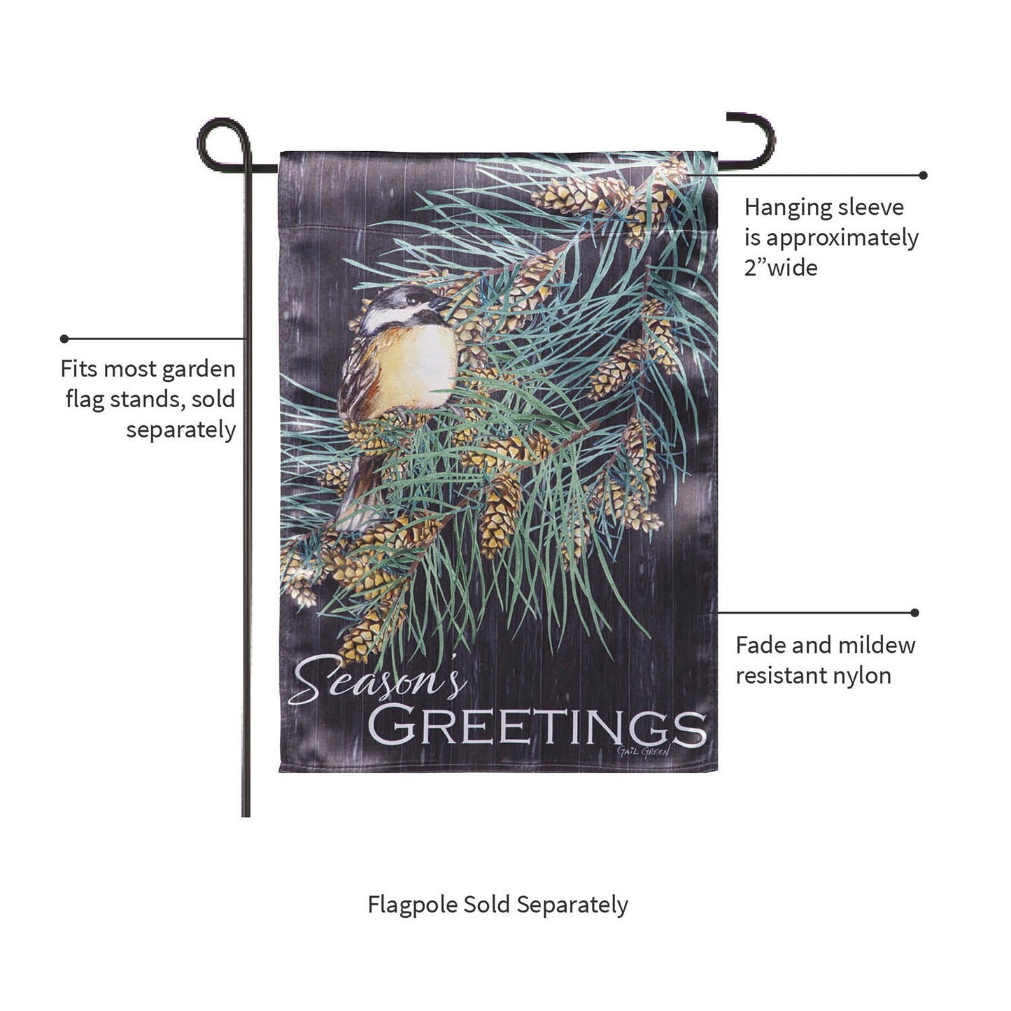 Season's Greeting Bird Lustre Garden Flag