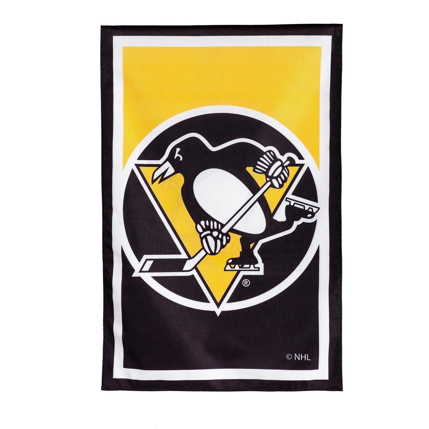 NHL Hockey Burlap House Flag, Pittsburgh Penguins