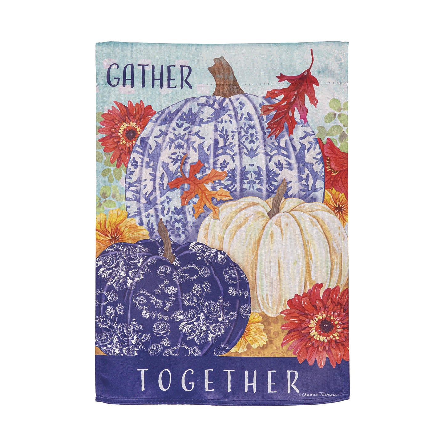 Changing Seasons Pumpkins Suede Garden Flag