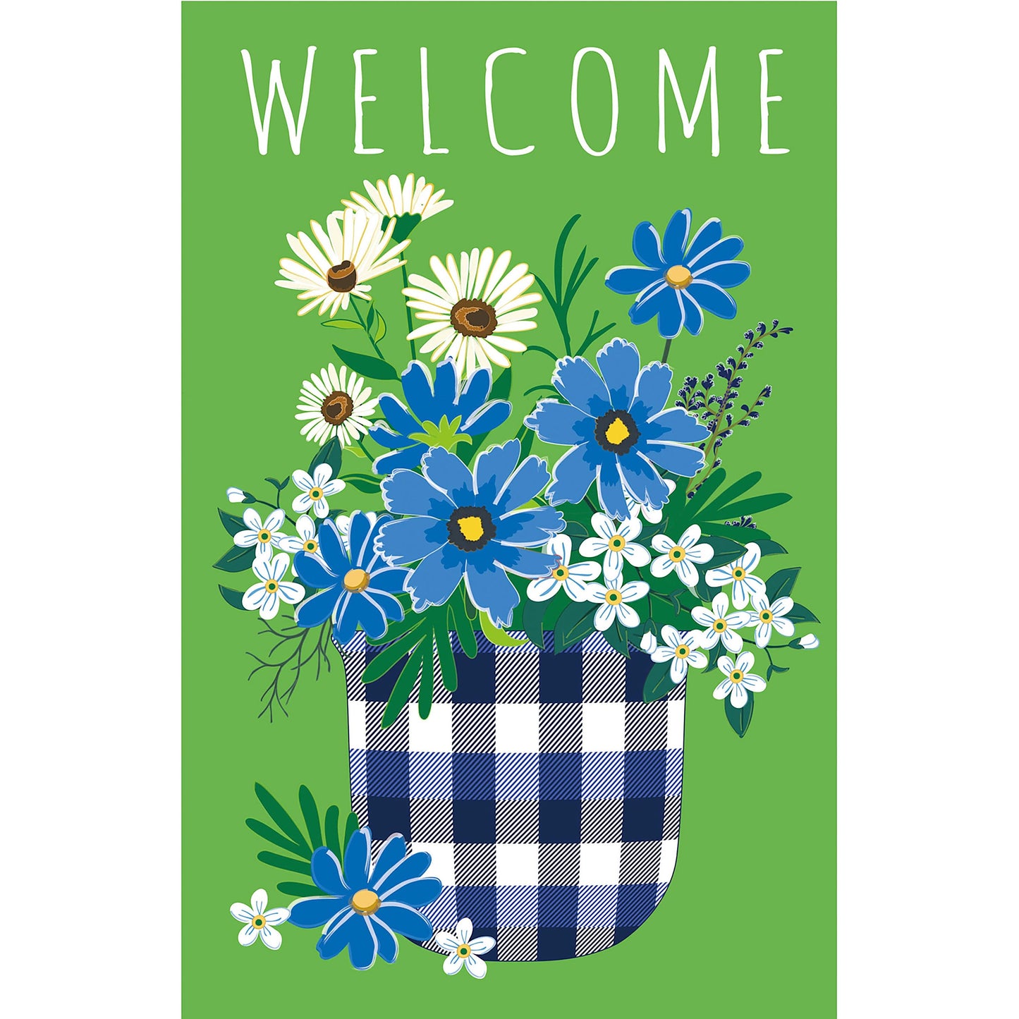 Plaid Flower Pot Garden Applique Flag