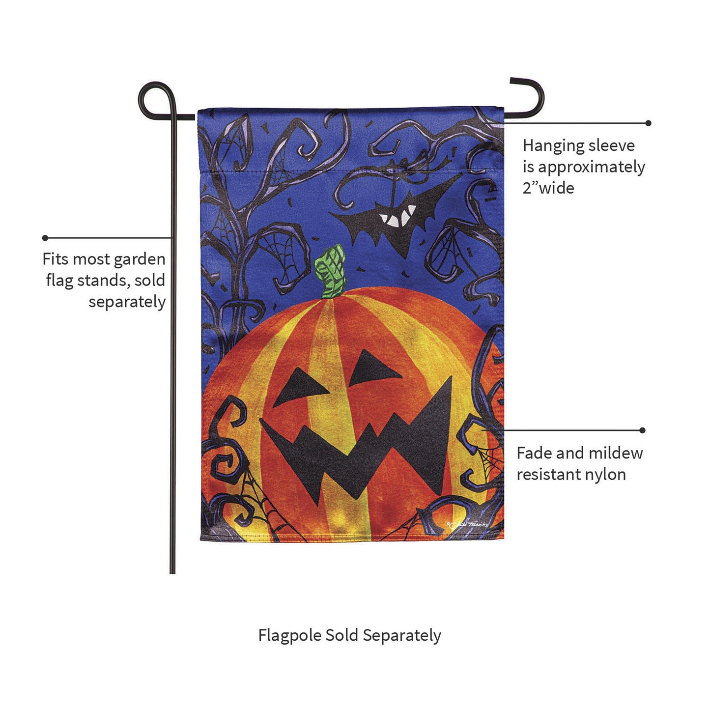 Halloween Jack O' Lantern Pumpkin Lustre Garden Flag