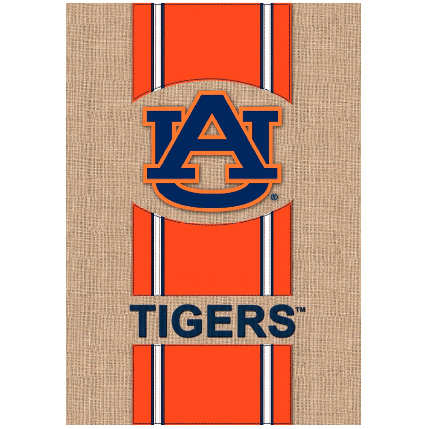 Auburn University Burlap Stripe Logo House Flag