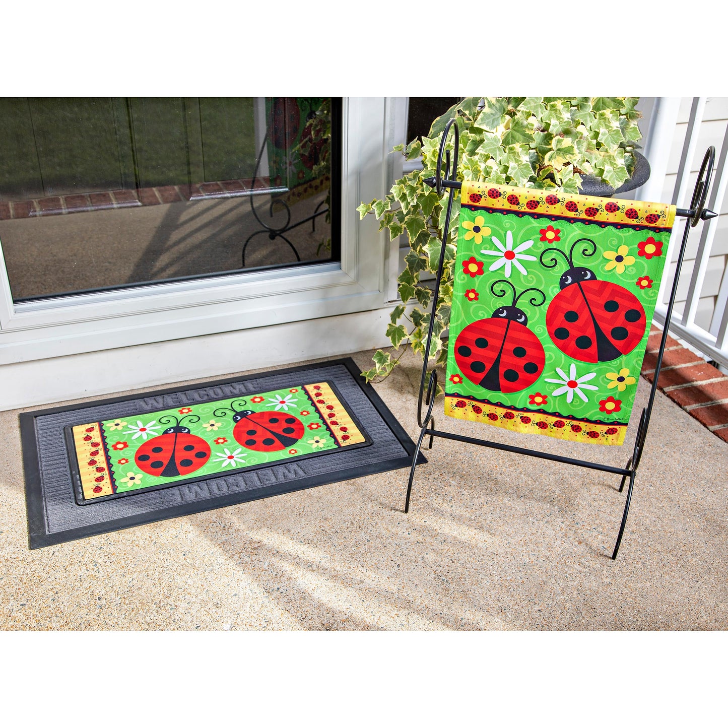 Ladybug Pair Garden Suede Flag