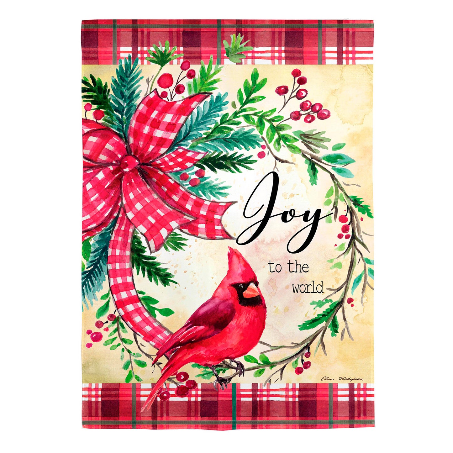 Cardinal Joy Burlap House Flag