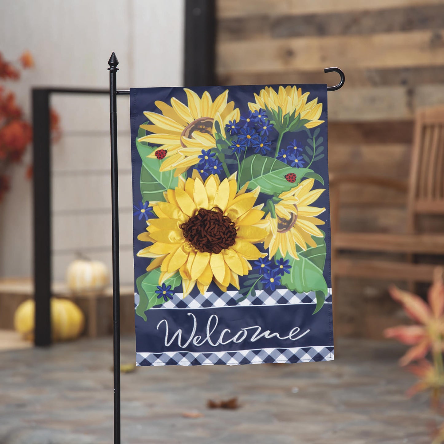 Sunflower Welcome Applique Garden Flag
