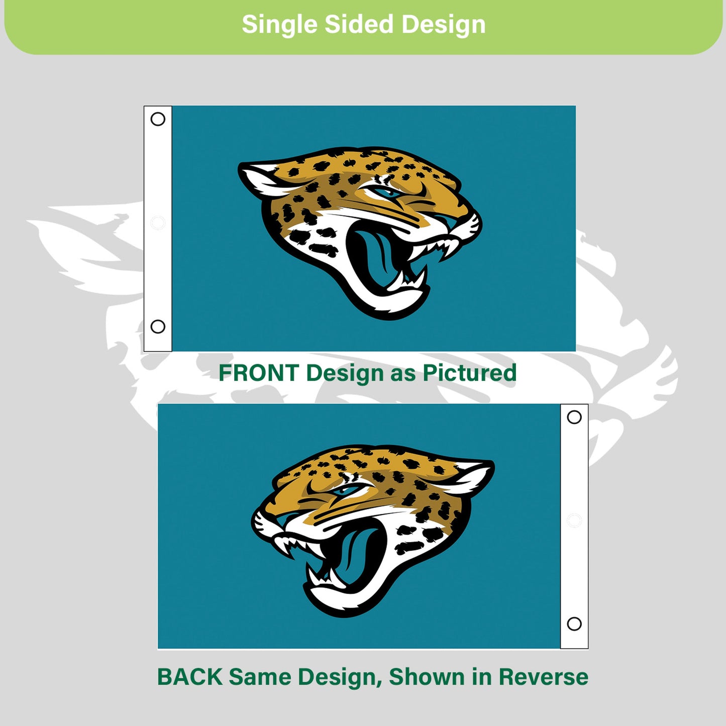 Jacksonville Jaguars Single Sided Flag w/ 2 Grommets, 3'x5'