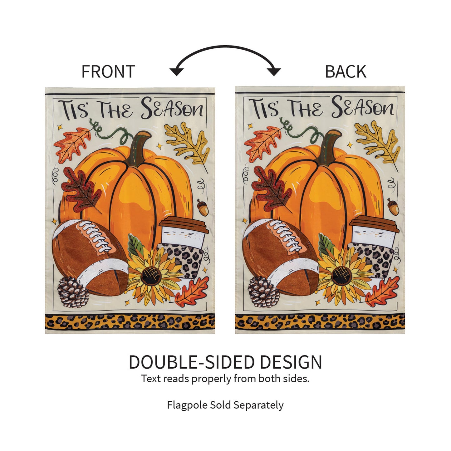 Tis' The Season Fall Applique House Flag
