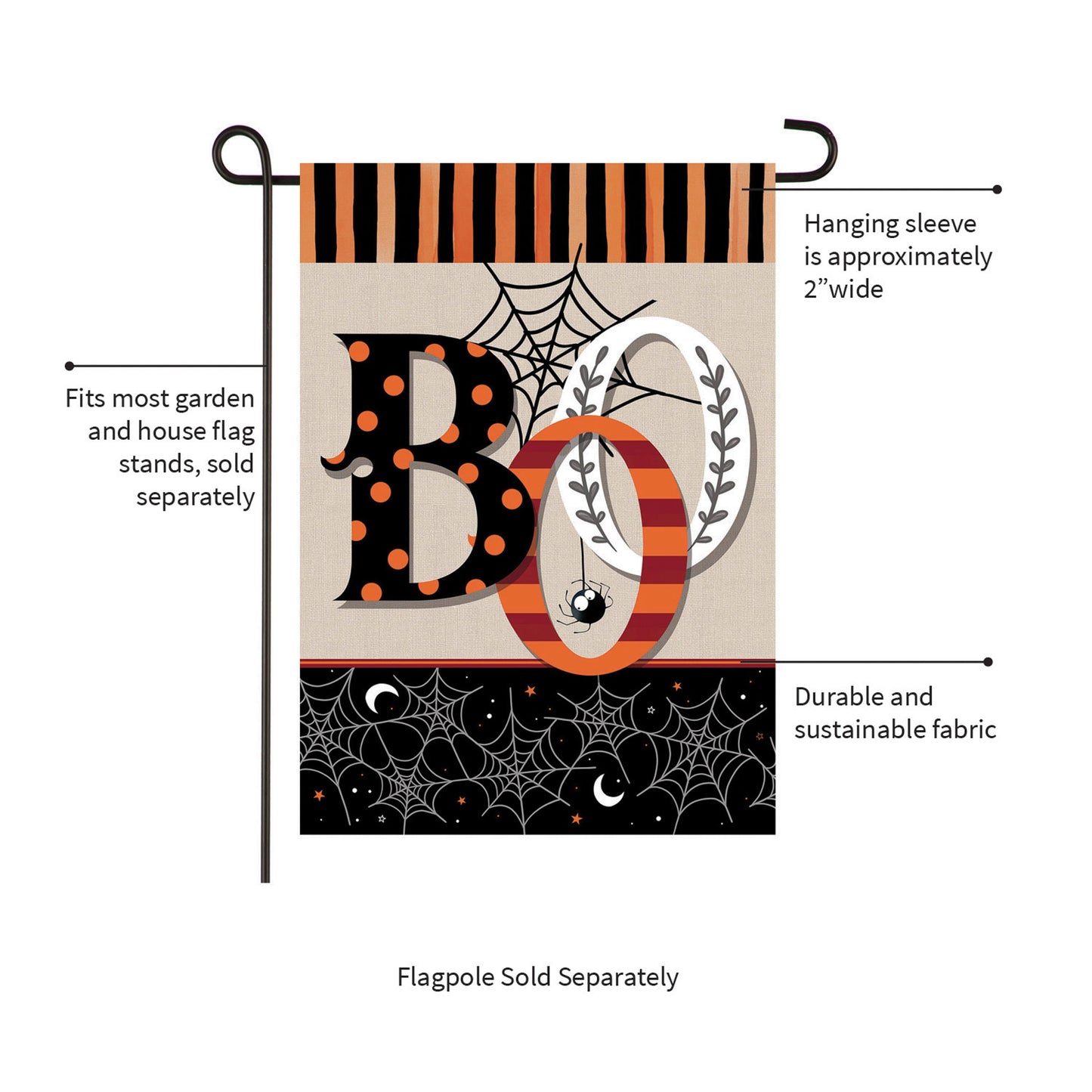 Polka Dots & Stripes Boo Suede Garden Flag