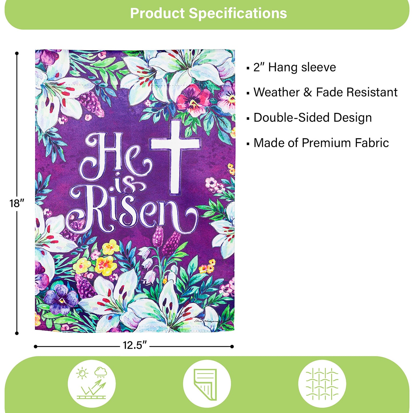 Spring Flowers Easter Cross Garden Suede Flag