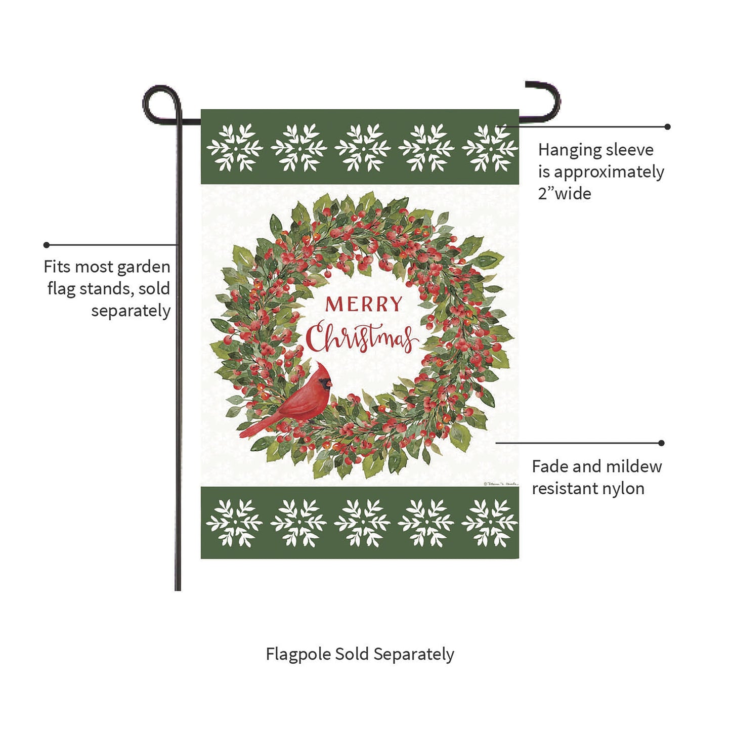 Christmas Cardinal Moire Garden Flag