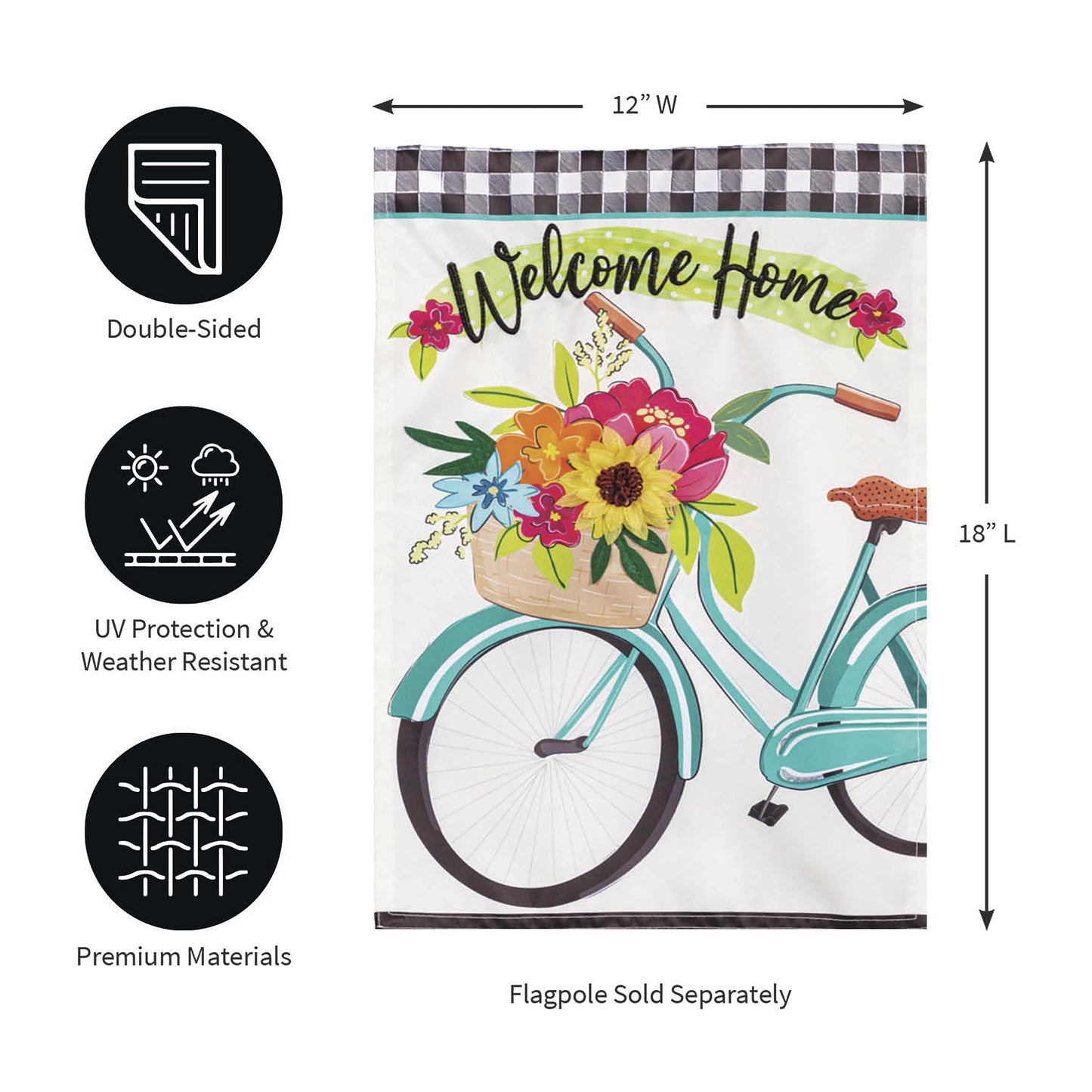 Welcome Home Bicycle Applique Garden Flag