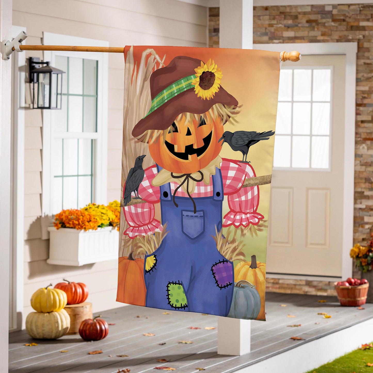 Jack The Scarecrow Burlap House Flag