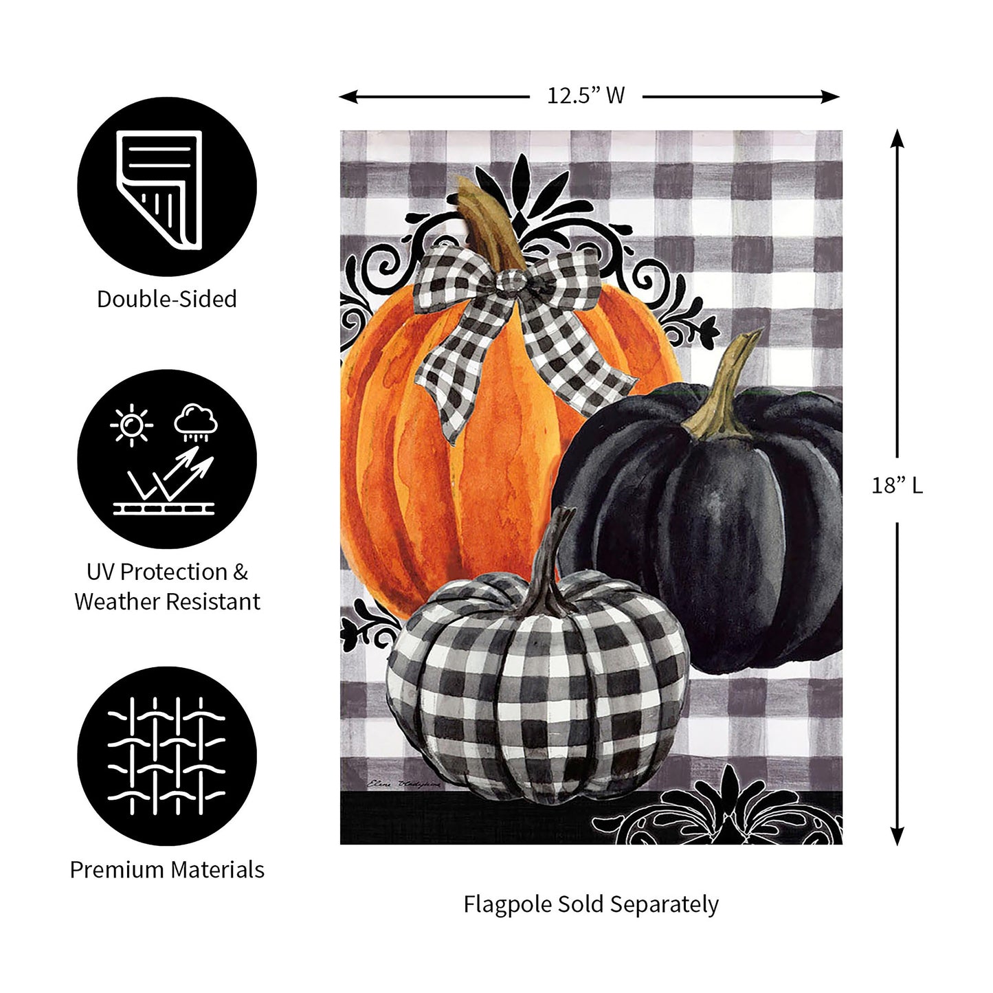 Pumpkin Check Garden Suede Flag