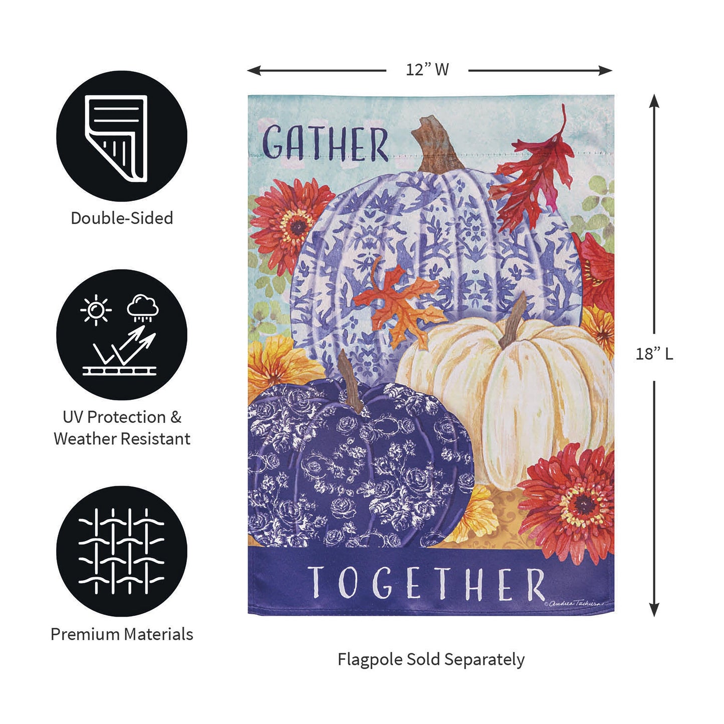 Changing Seasons Pumpkins Suede Garden Flag