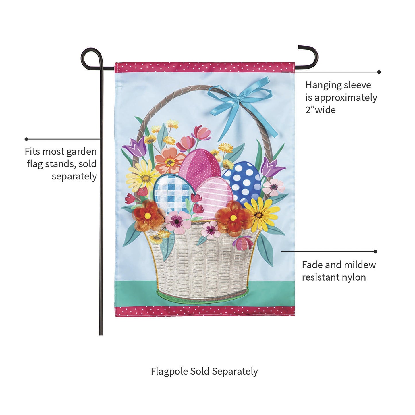 Easter Basket Applique Garden Flag