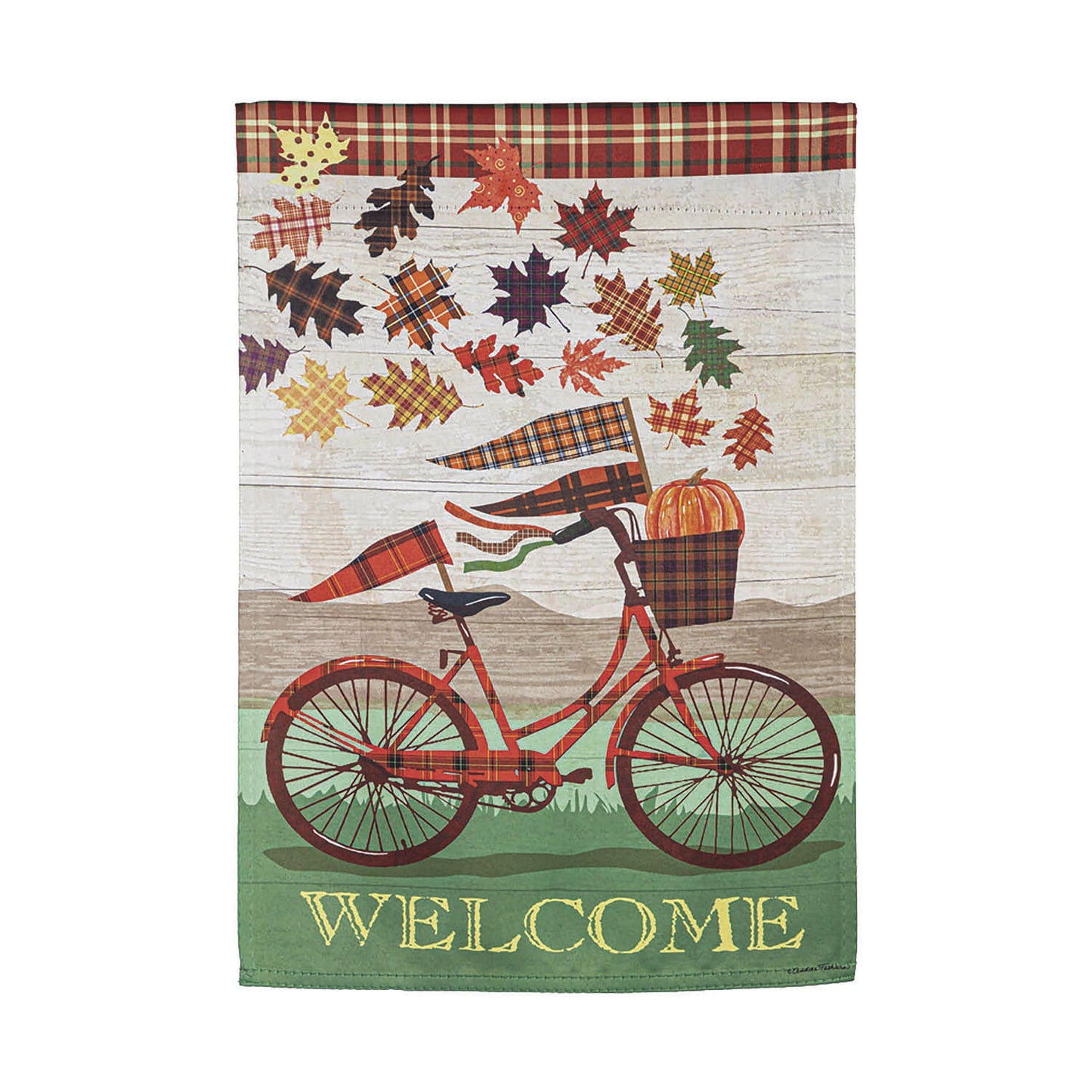 Fall Bicycle Garden Suede Flag