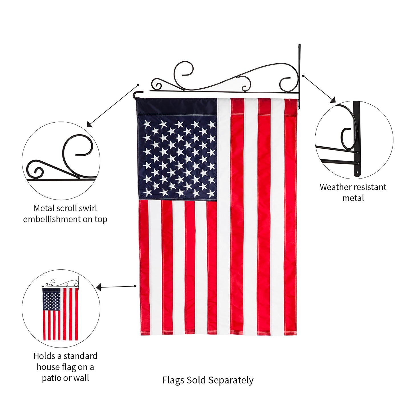 Swirl Wall-Mount House Flag Hanger