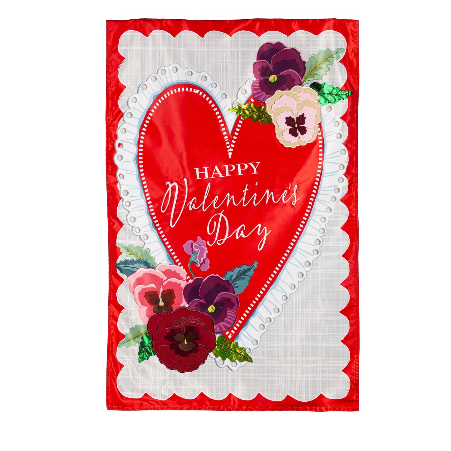 Lace Heart Applique House Flag