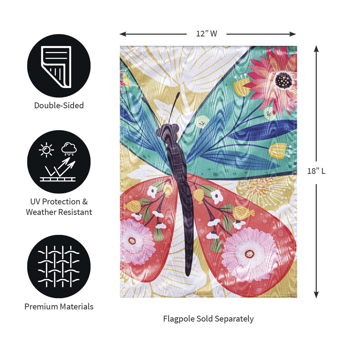 Folk Butterfly Moire Garden Flag