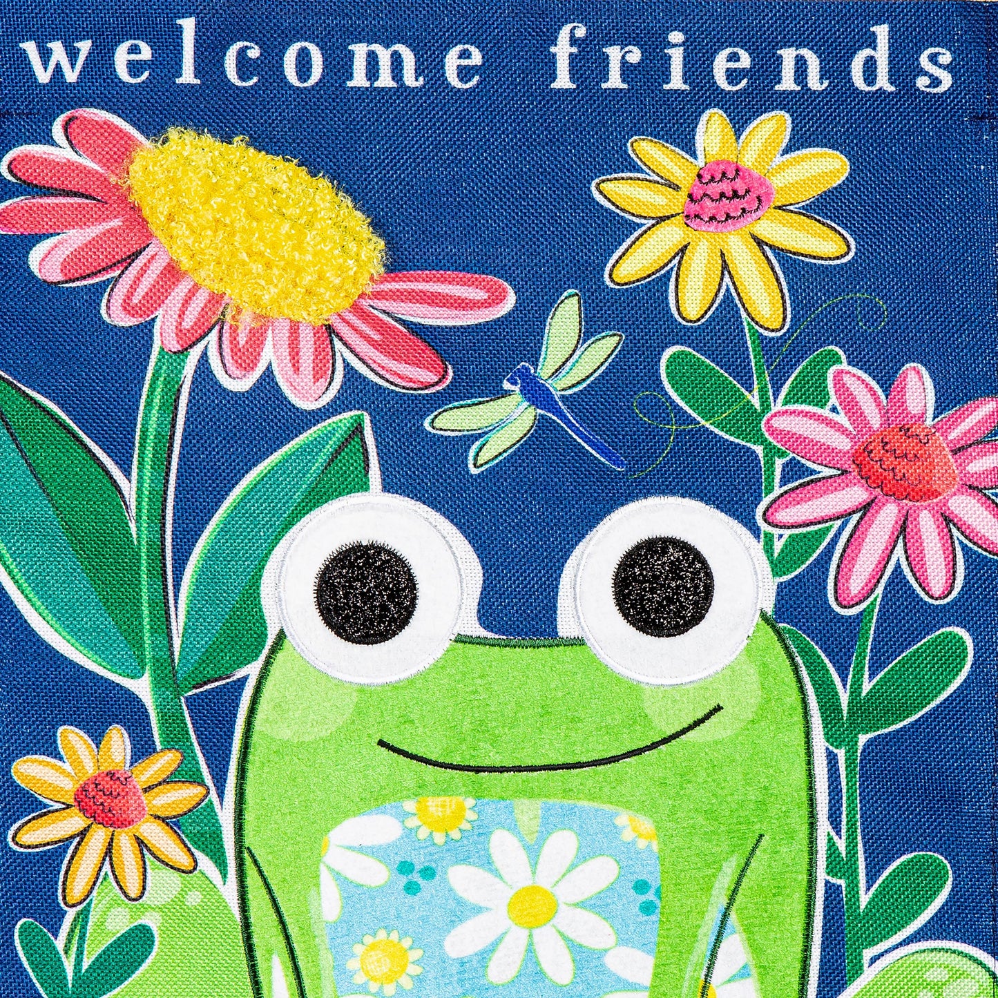 Welcome Friends Frog Burlap Garden Flag