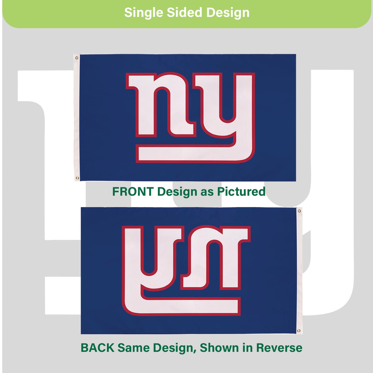 New York Giants Single Sided Flag with 2 Grommets, 3'x5'