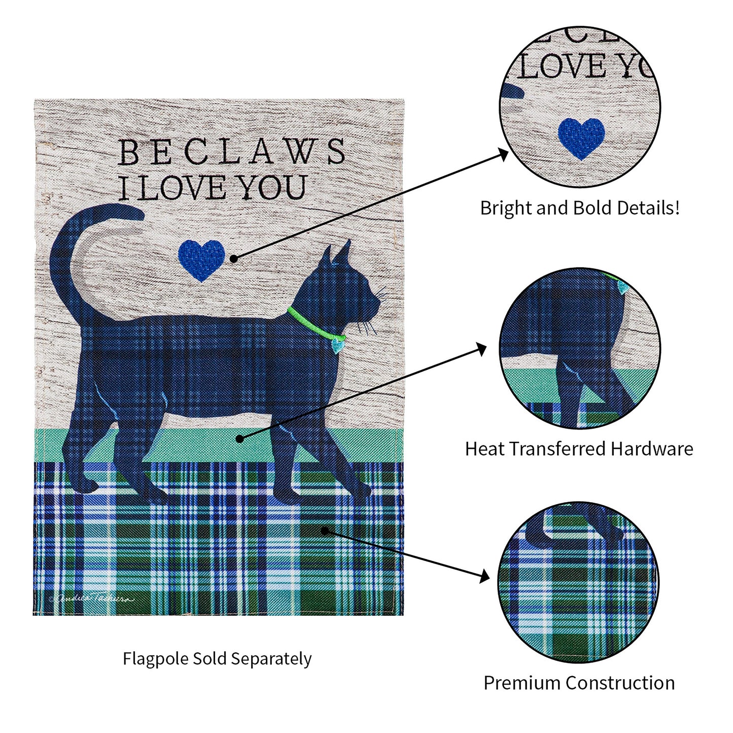 Beclaws I Love You Garden Burlap Flag