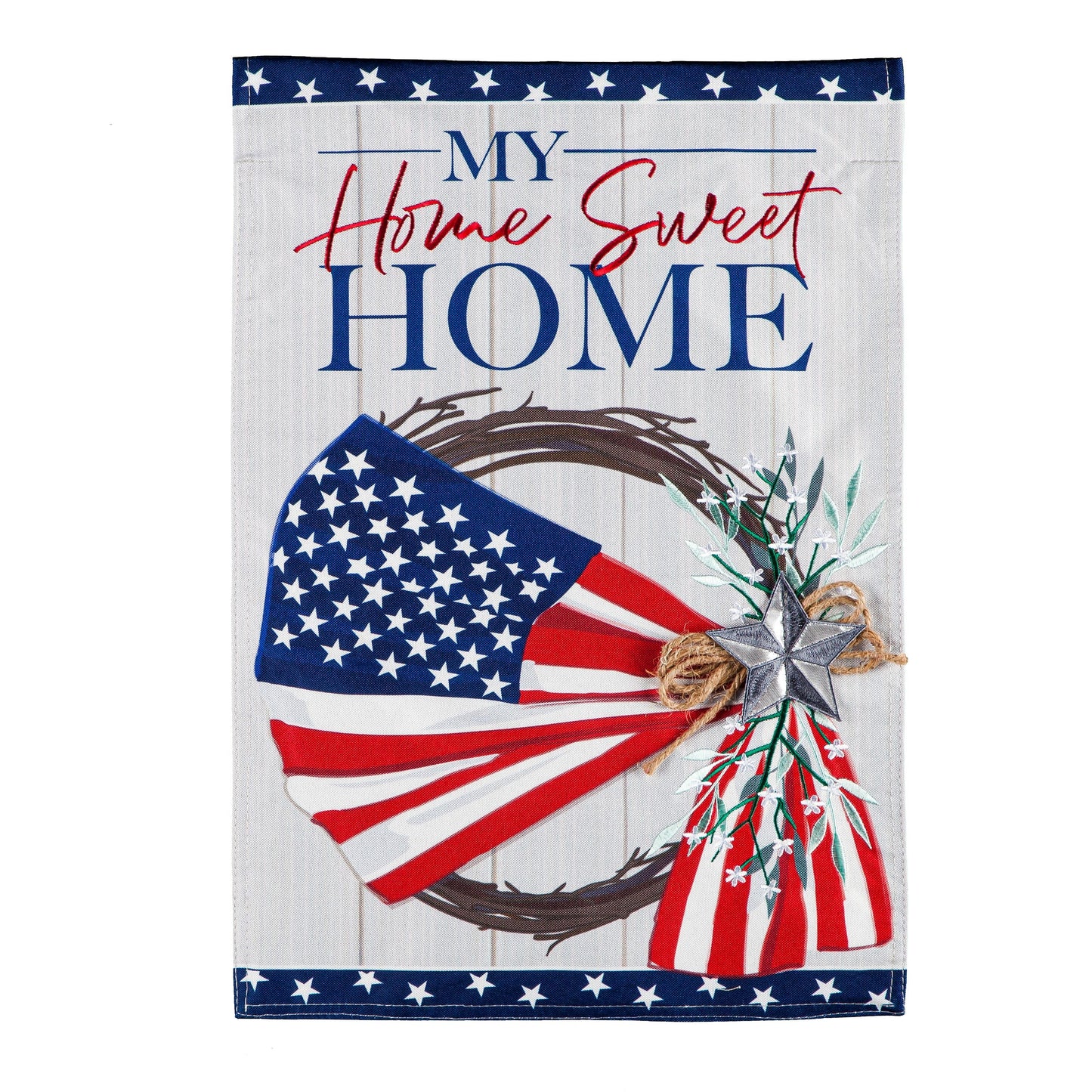 American Flag Wreath Garden Linen Flag