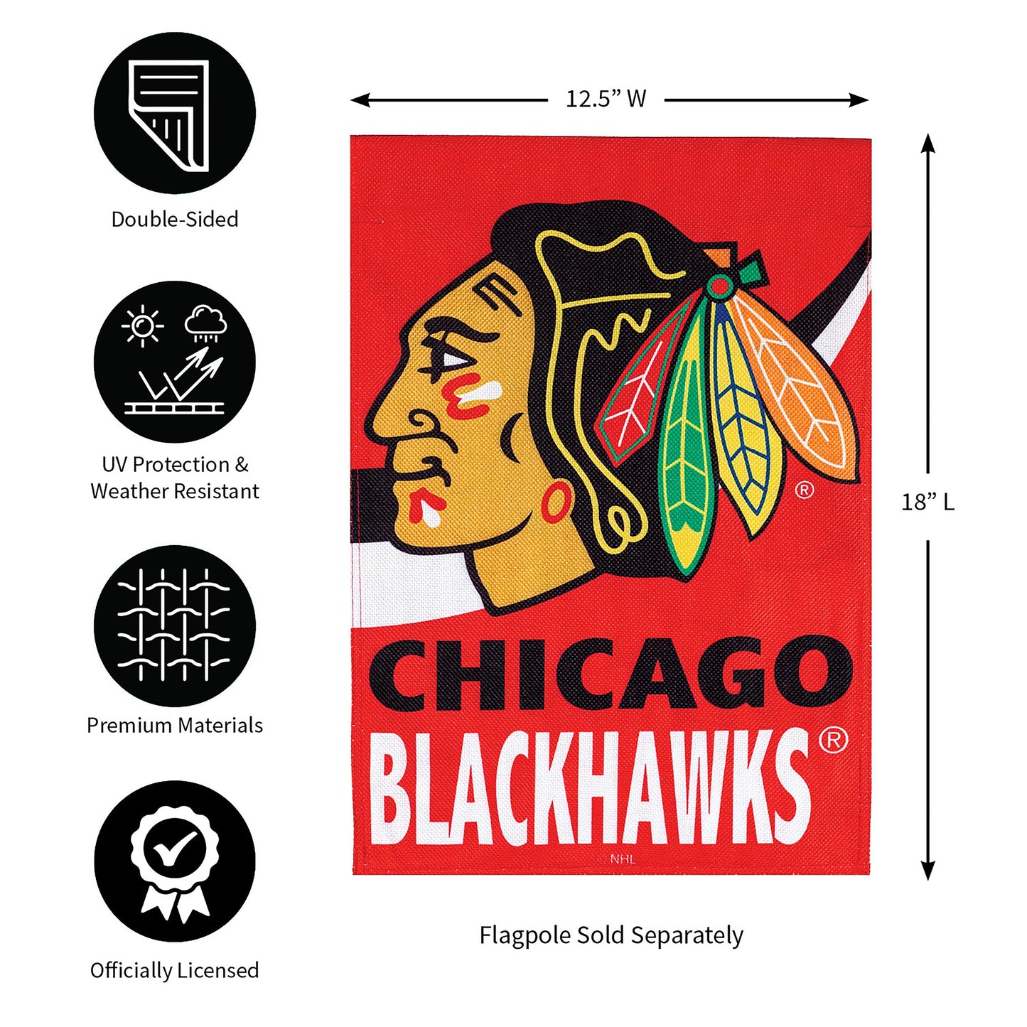 NHL Hockey Burlap Garden Flag, Chicago Blackhawks